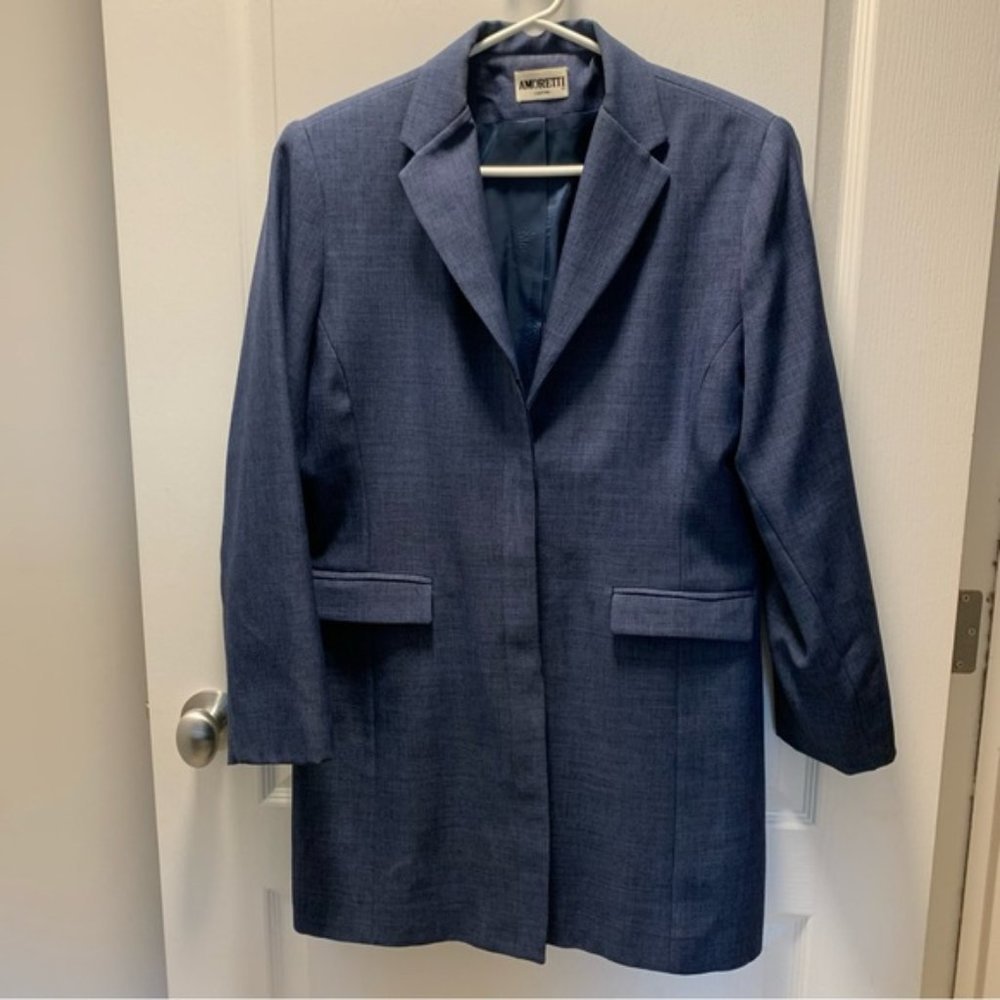 AMORETTI Vintage 80s-90s Blue Longer style Blazer